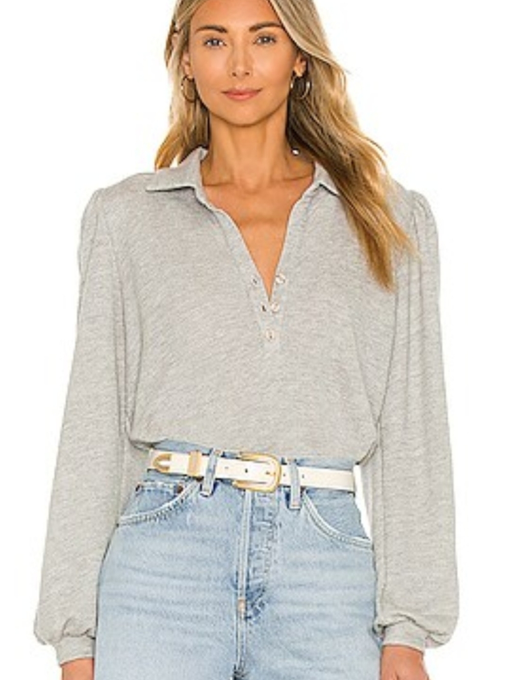 Lovers And Friends "Veronica" sweater HeatherGray Long Sleeve Henley Top